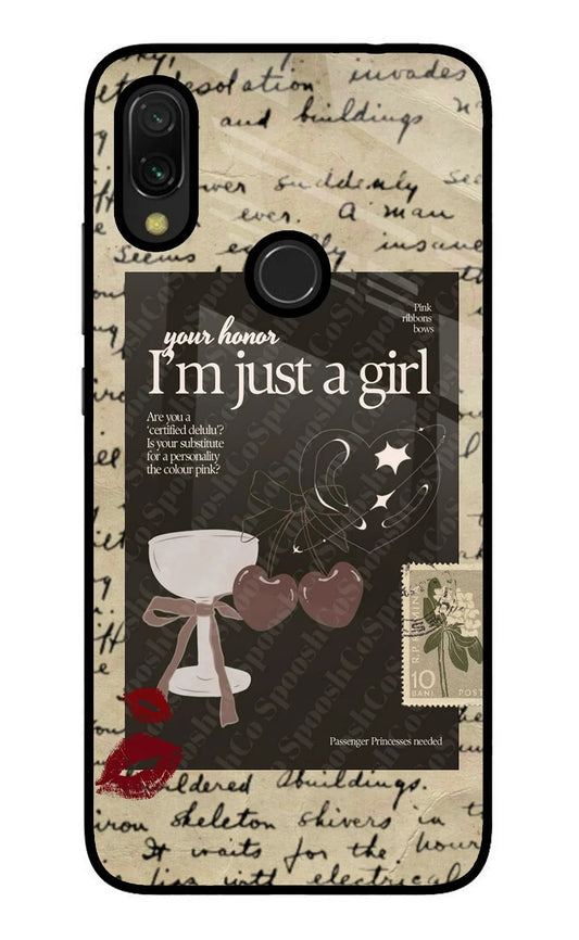 I am just a girl Redmi Y3 Glass Case