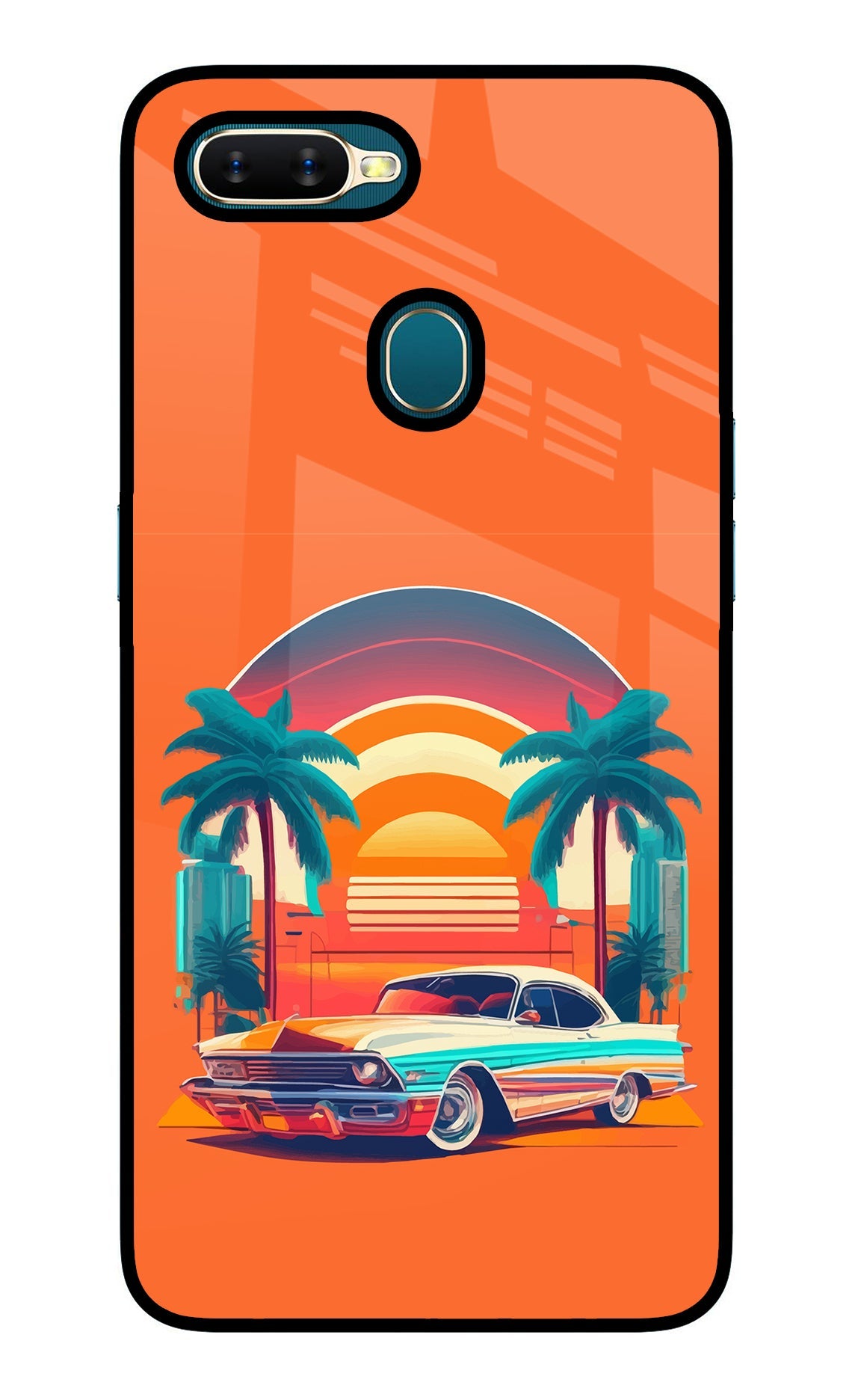 Palm Drive 80s Oppo A7/A5s/A12 Glass Case