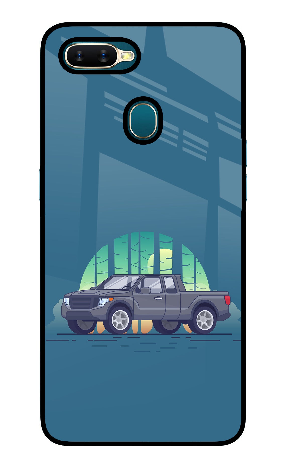 Retro Garage Vibe Oppo A7/A5s/A12 Glass Case