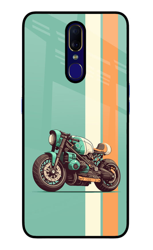 Striped Moto Drift Oppo F11 Glass Case