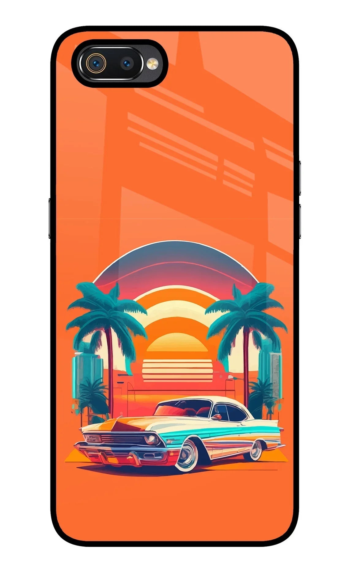 Palm Drive 80s Realme C2 Glass Case