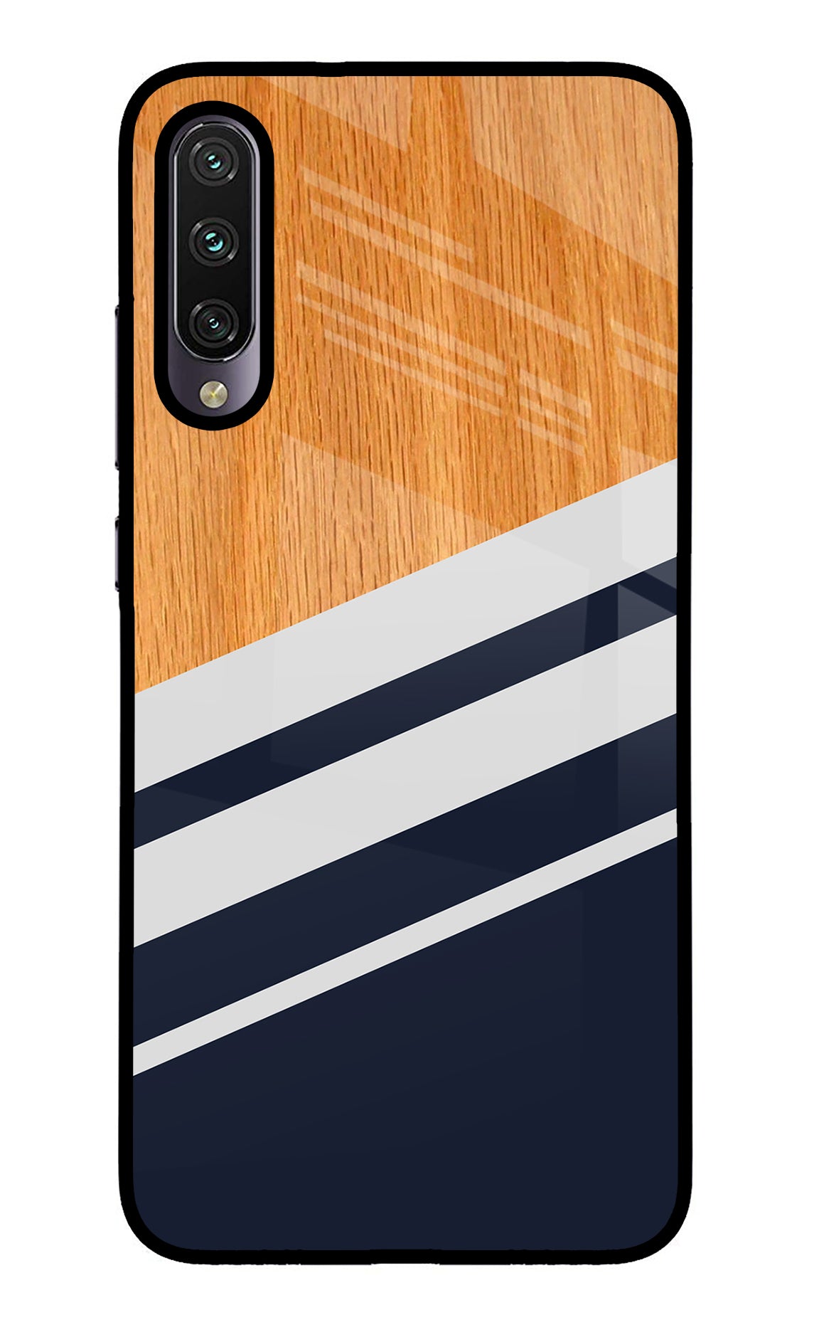 Blue and white wooden Mi A3 Back Cover