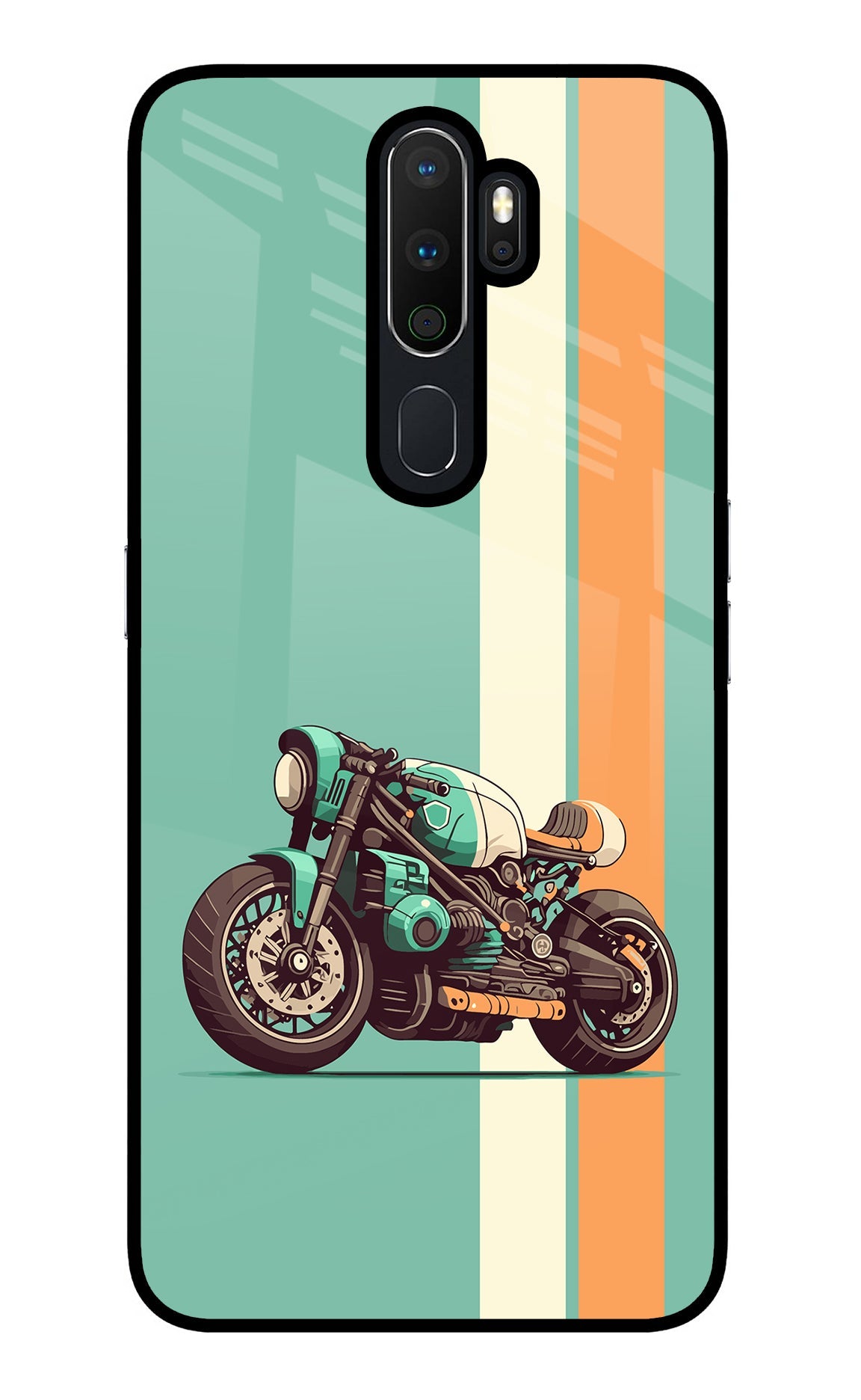 Striped Moto Drift Oppo A5 2020/A9 2020 Glass Case