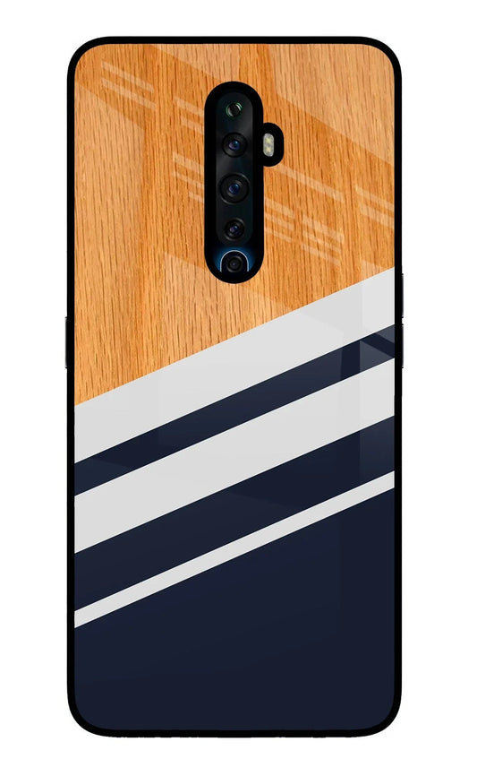 Blue and white wooden Oppo Reno2 Z Back Cover