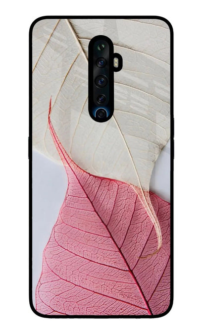White Pink Leaf Oppo Reno2 Z Back Cover