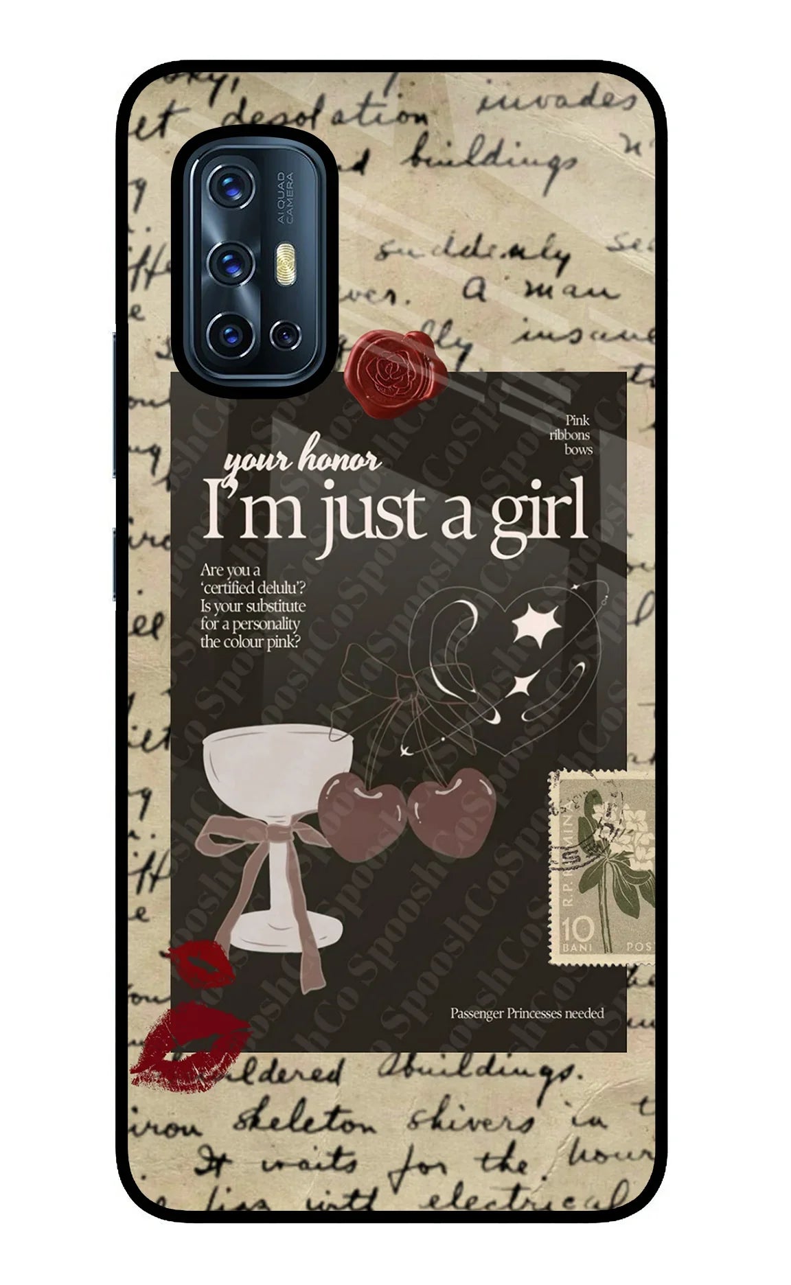 I am just a girl Vivo V17 Glass Case