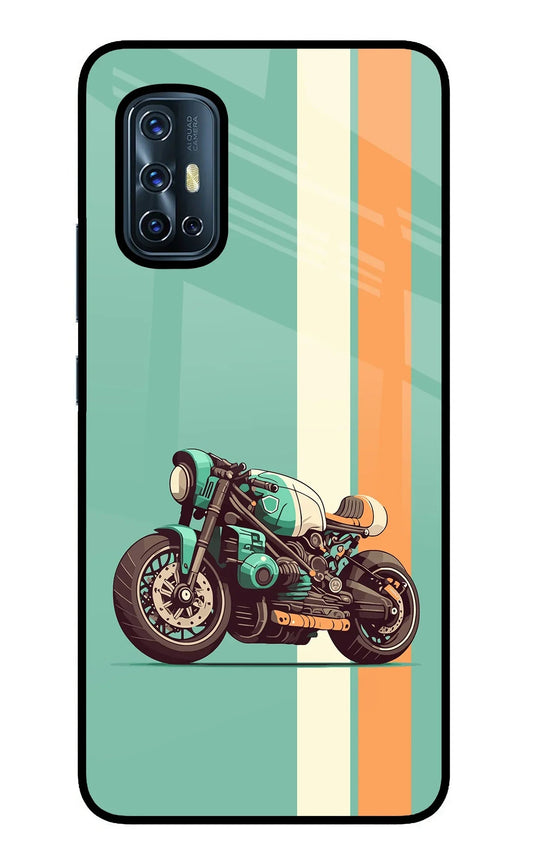 Striped Moto Drift Vivo V17 Glass Case