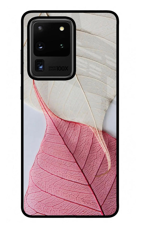 White Pink Leaf Samsung S20 Ultra Back Cover