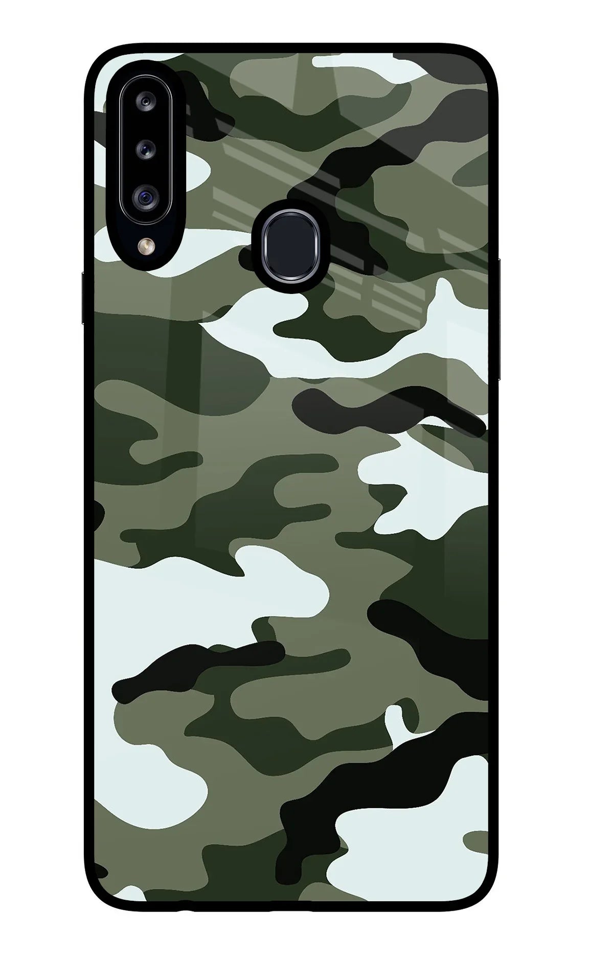 Camouflage Samsung A20s Glass Case