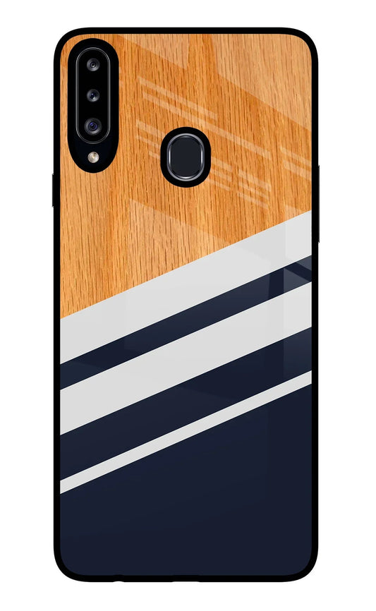 Blue and white wooden Samsung A20s Back Cover