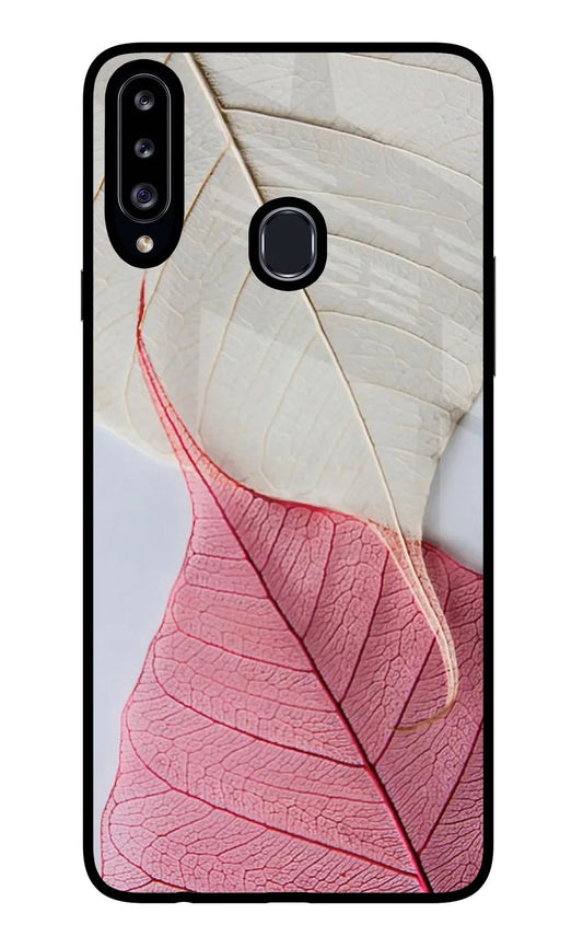White Pink Leaf Samsung A20s Back Cover