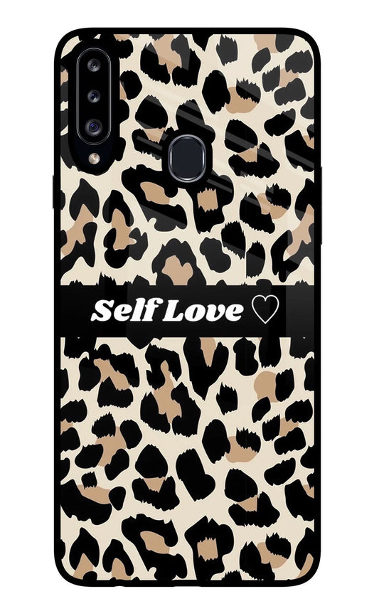 Leopard Print Self Love Samsung A20s Glass Case