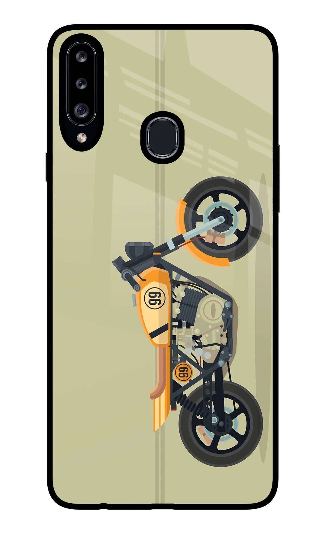 Vertical Speedster Samsung A20s Glass Case