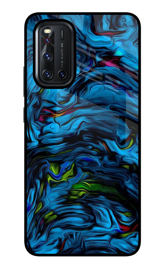 Dark Blue Abstract Vivo V19 Glass Case
