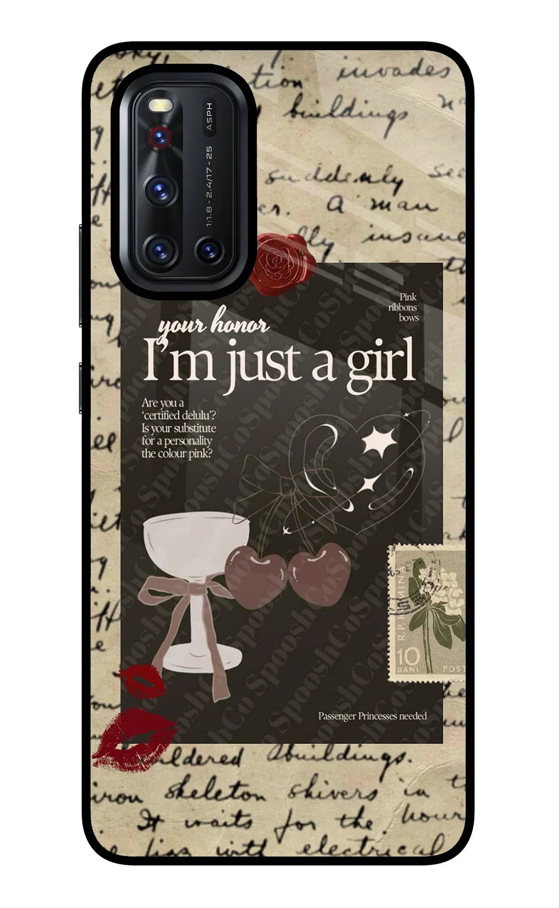I am just a girl Vivo V19 Glass Case