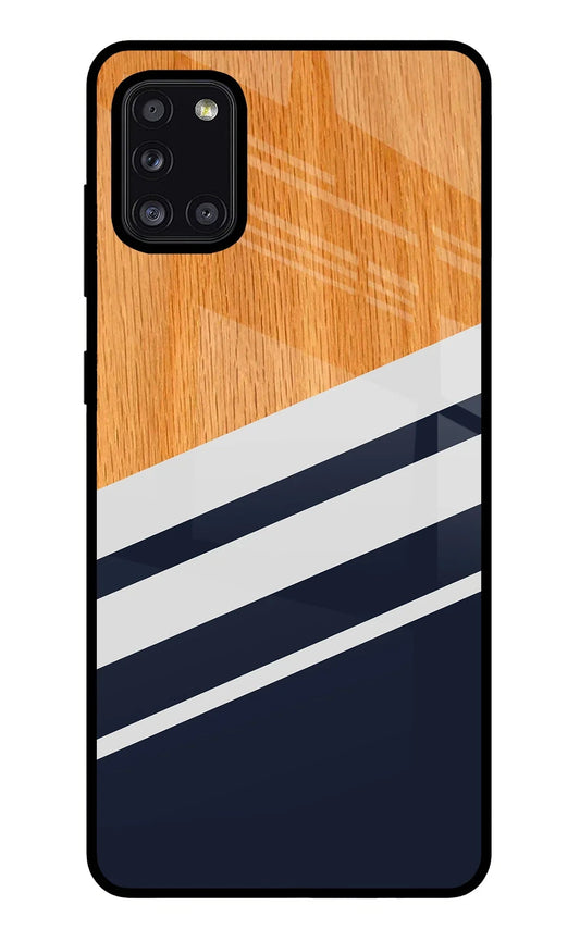 Blue and white wooden Samsung A31 Back Cover