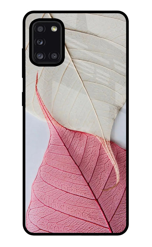 White Pink Leaf Samsung A31 Back Cover