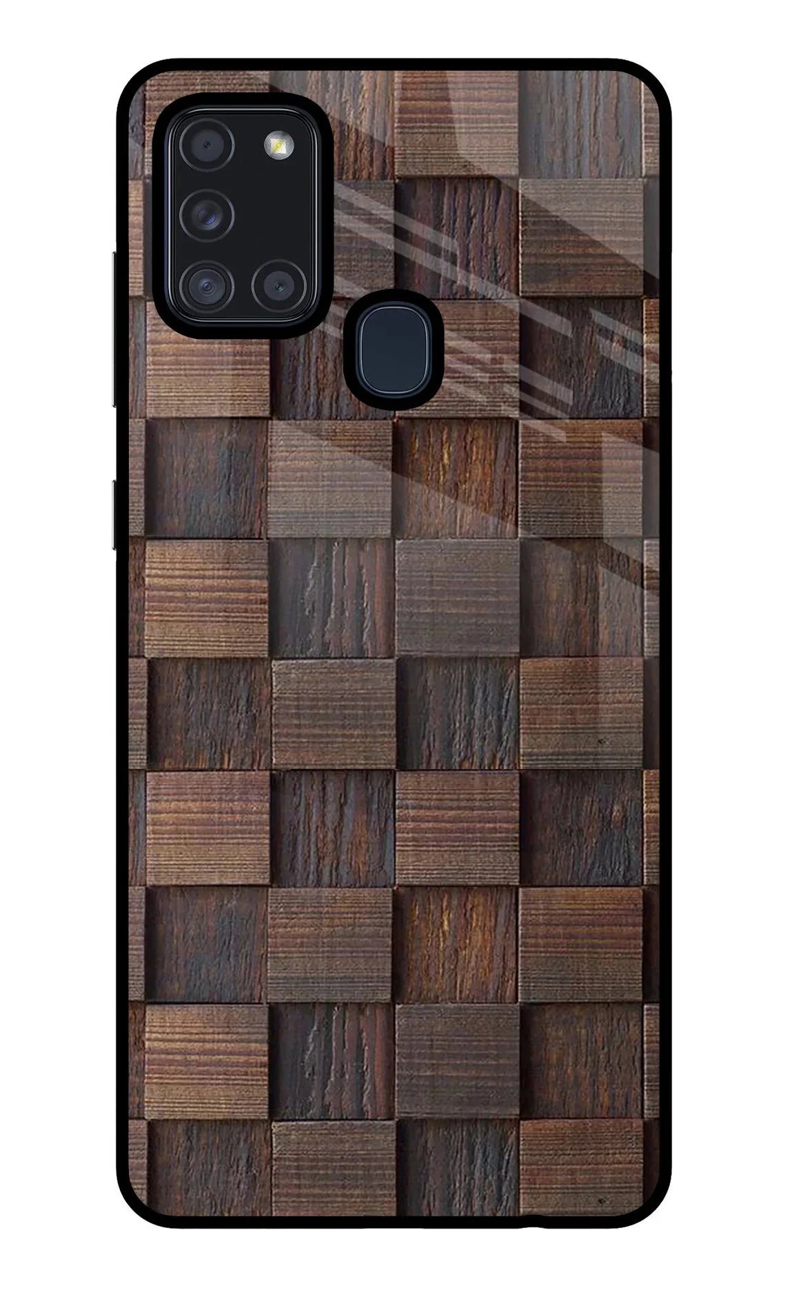 Wooden Cube Design Samsung A21s Back Cover