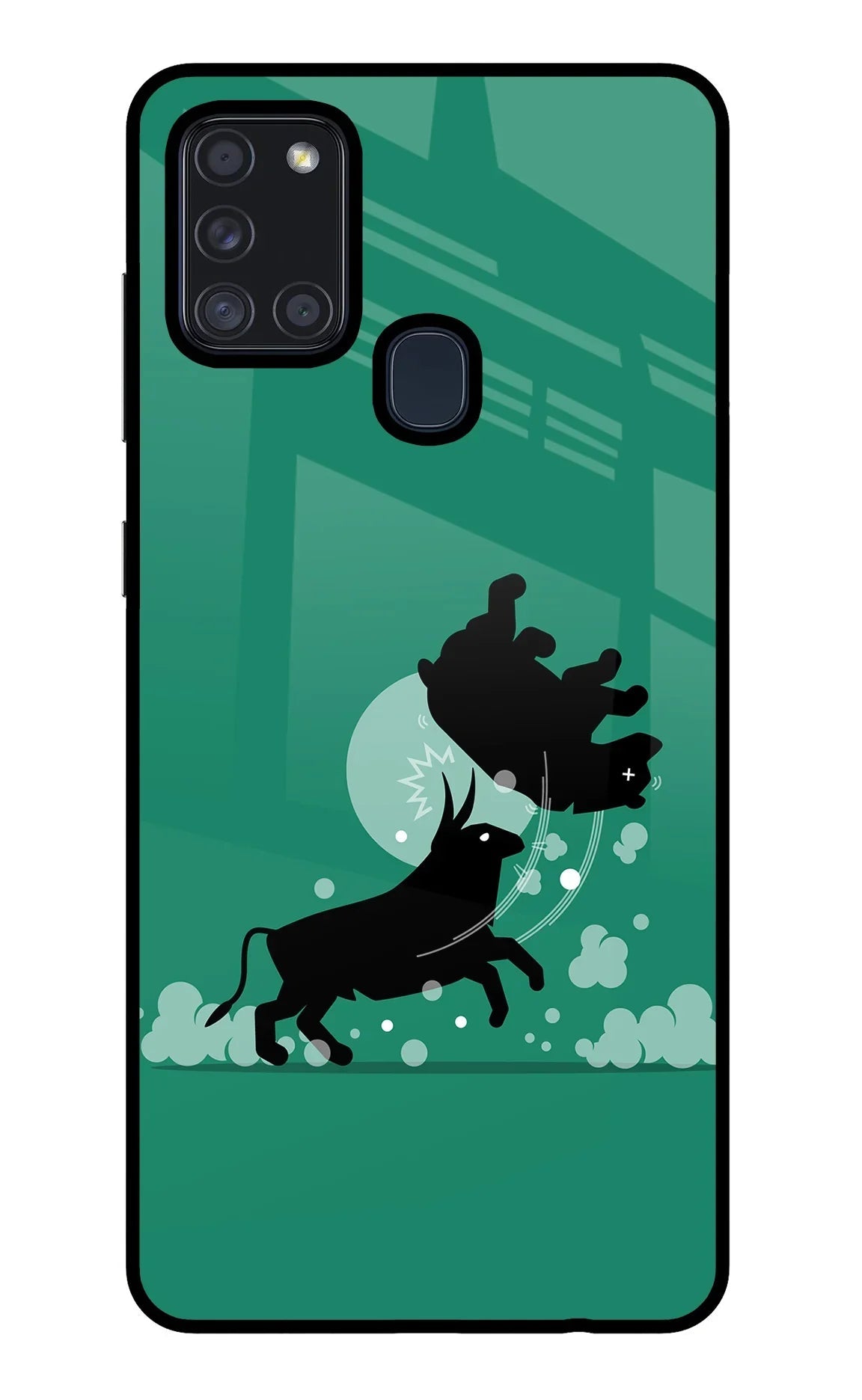 Bull Conqueror Samsung A21s Glass Case