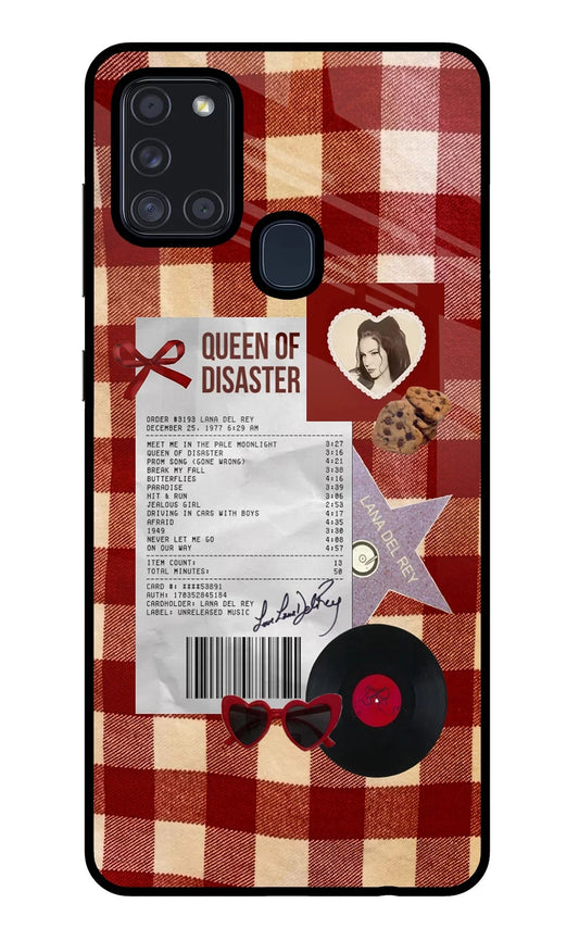Queen of Disaster Samsung A21s Glass Case