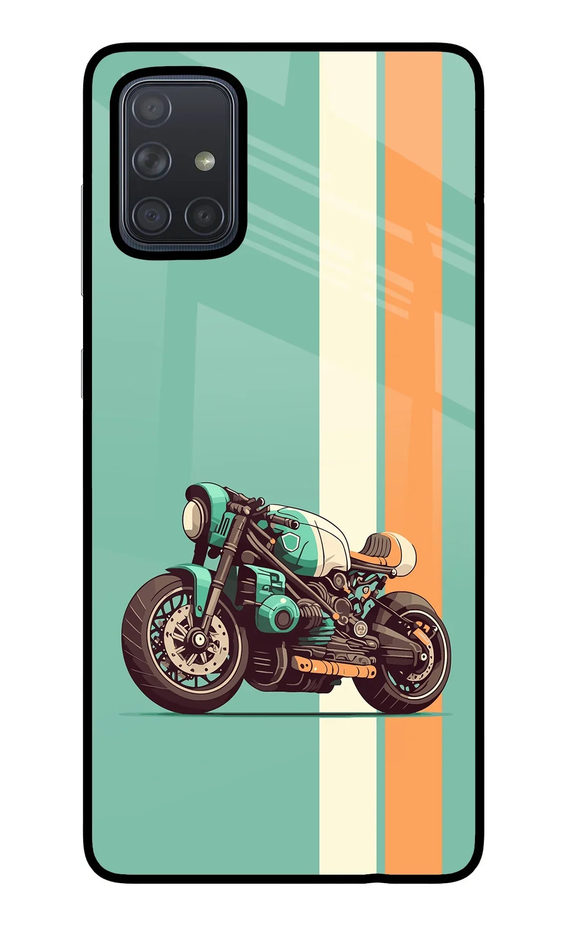 Striped Moto Drift Samsung A71 Glass Case