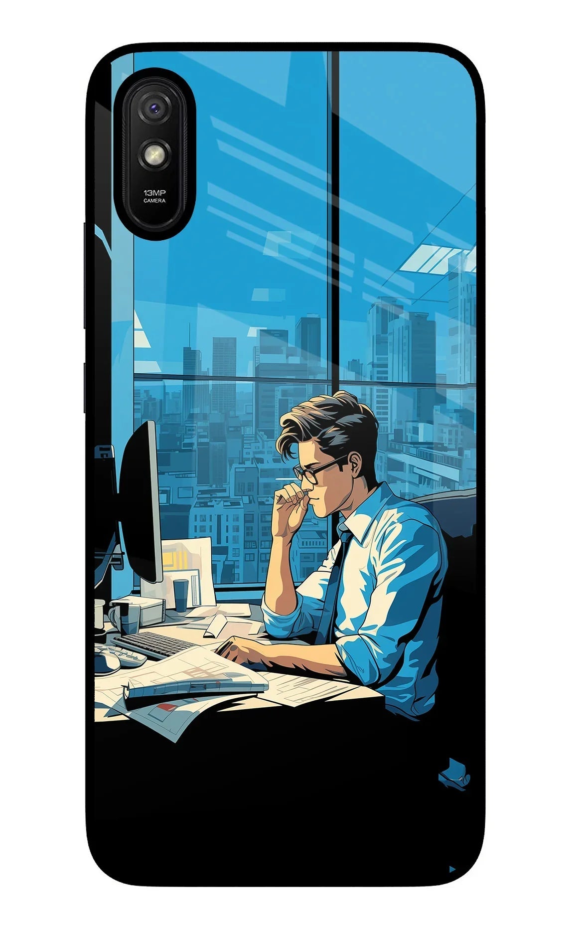 Focused Hustler (AI Generated) Redmi 9A/9i Glass Case