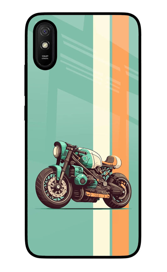 Striped Moto Drift Redmi 9A/9i Glass Case