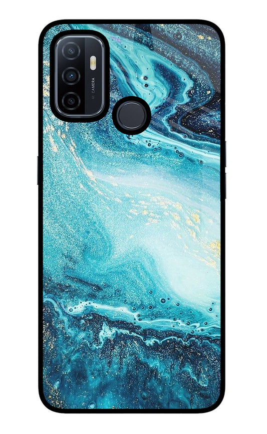 Blue Glitter Marble Oppo A53 2020 Glass Case