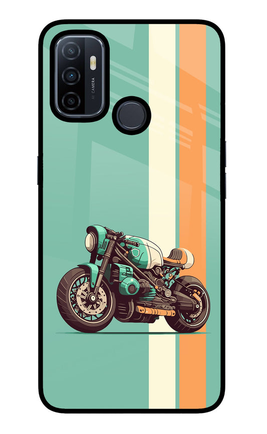 Striped Moto Drift Oppo A53 2020 Glass Case