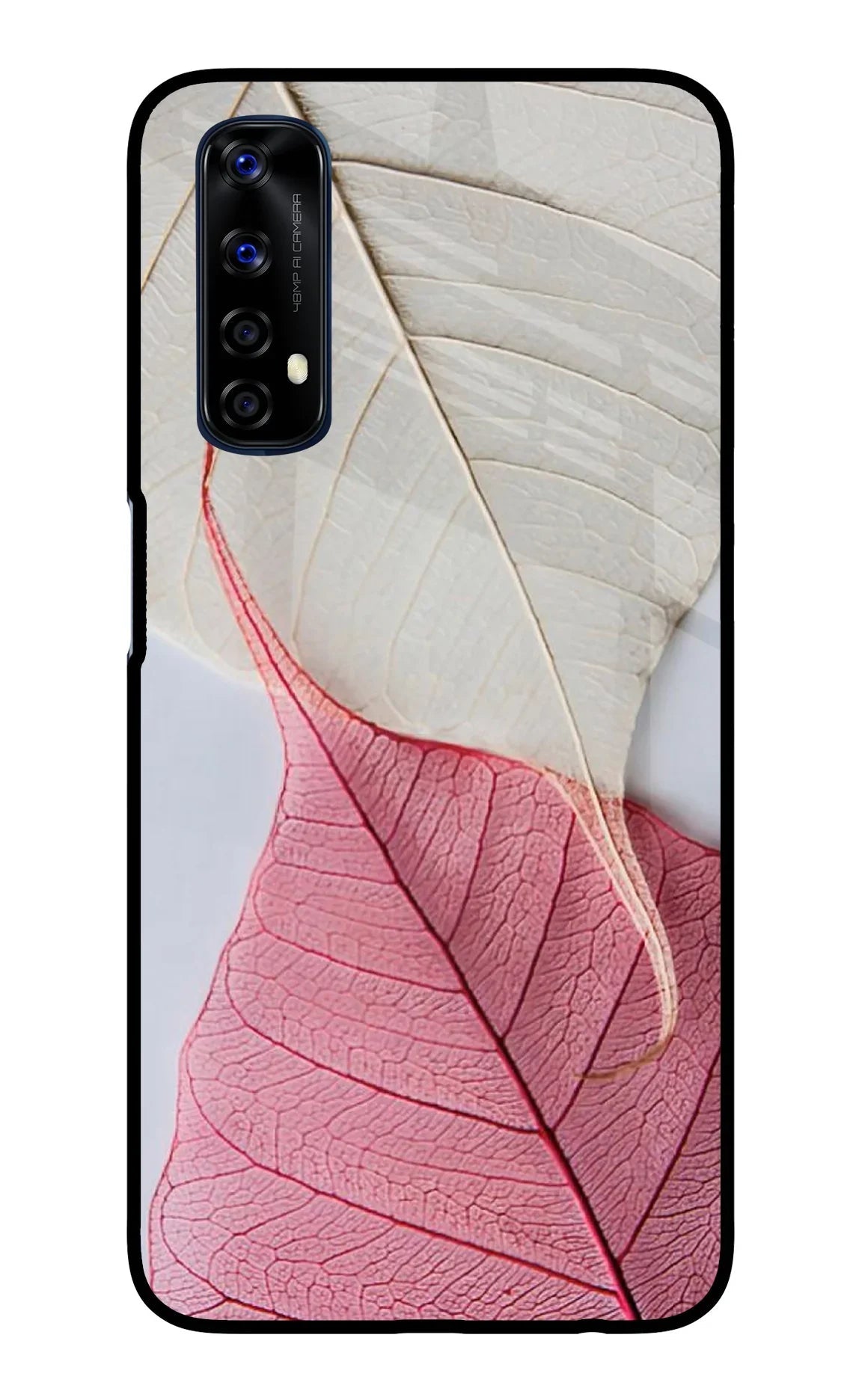 White Pink Leaf Realme 7/Narzo 20 Pro Back Cover