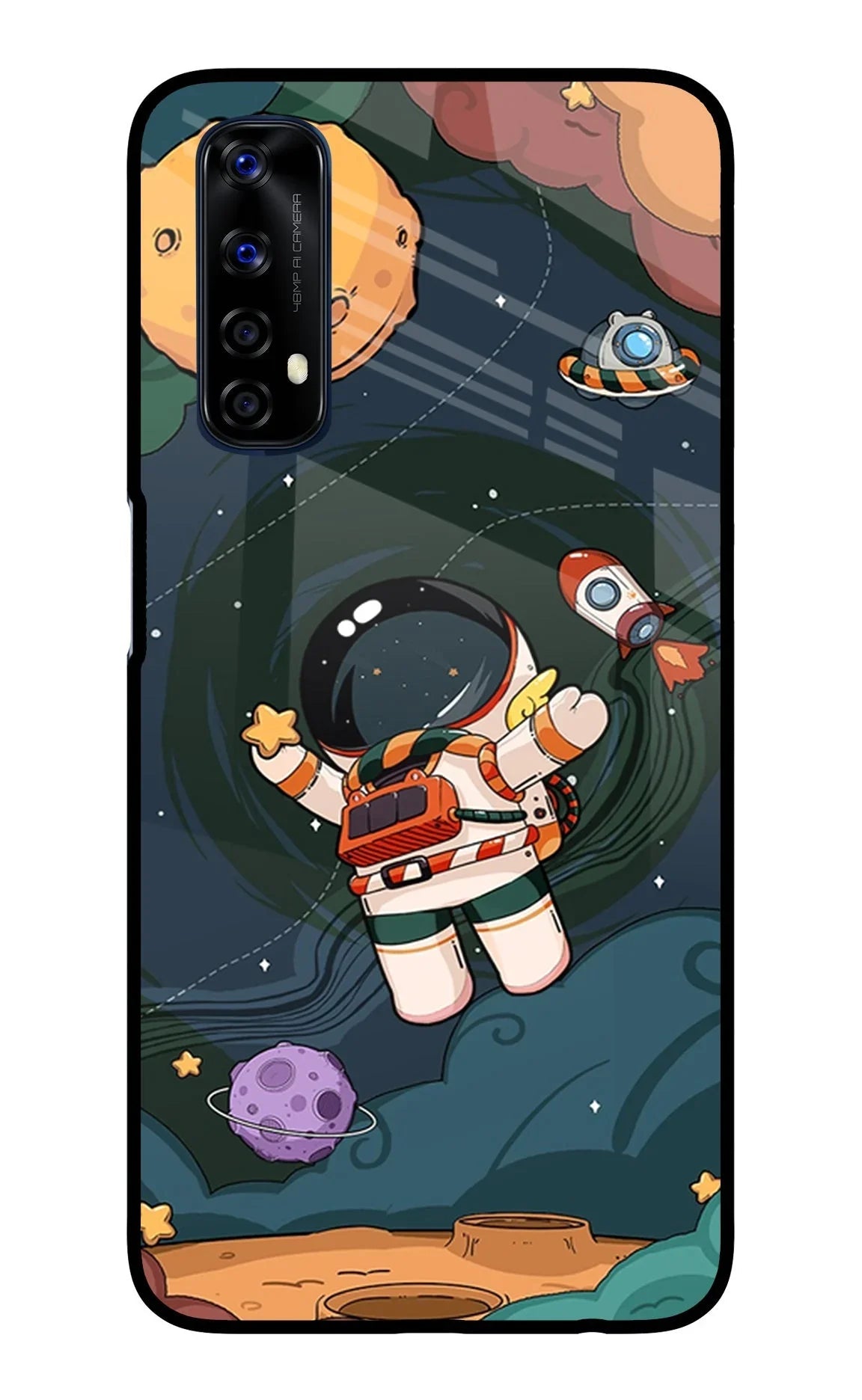 Cartoon Astronaut Realme 7/Narzo 20 Pro Glass Case