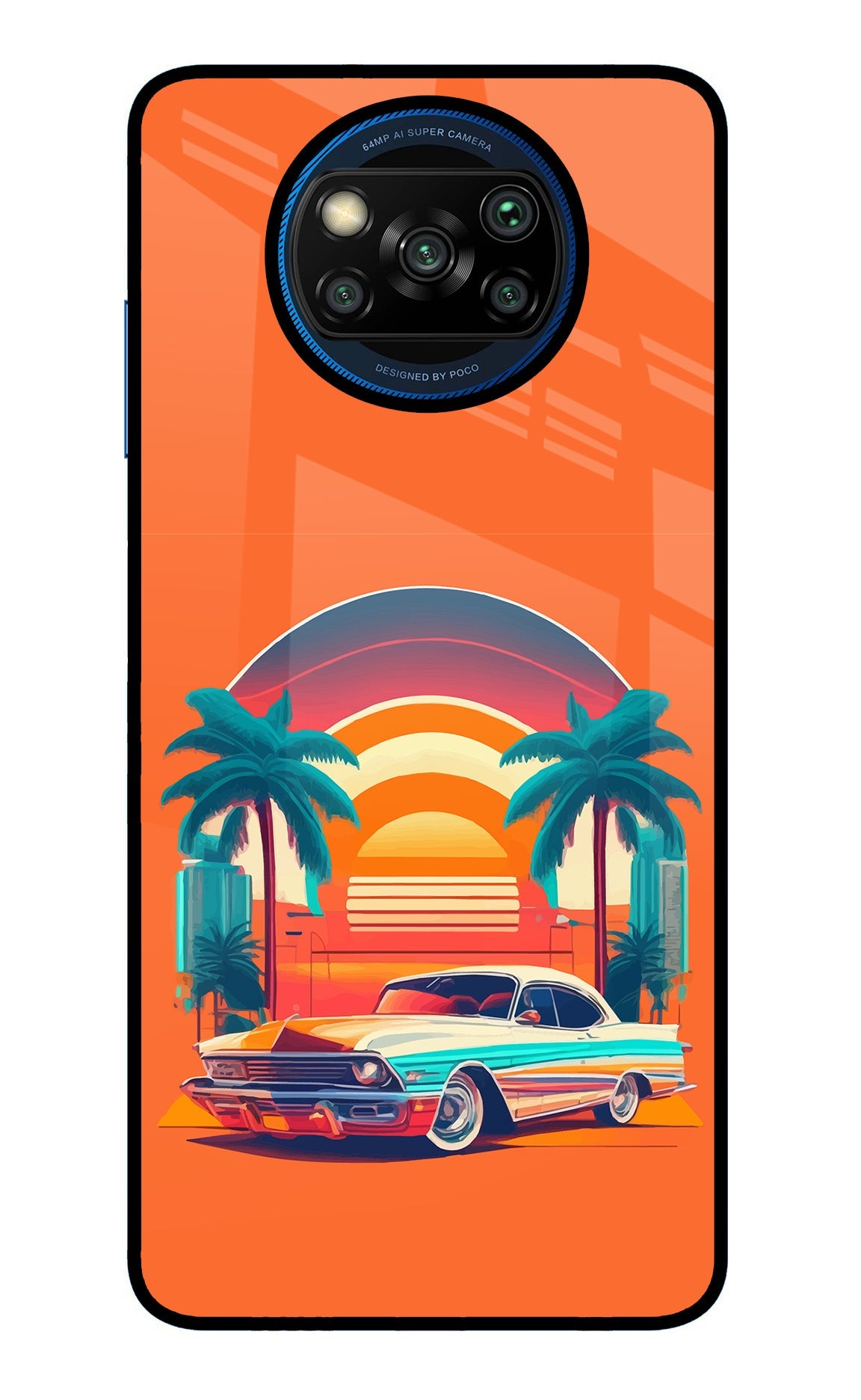 Palm Drive 80s Poco X3/X3 Pro Glass Case