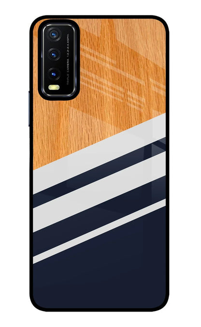 Blue and white wooden Vivo Y20/Y20i Back Cover