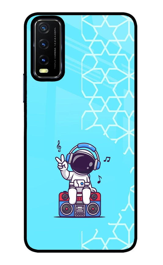 Cute Astronaut Chilling Vivo Y20/Y20i Glass Case