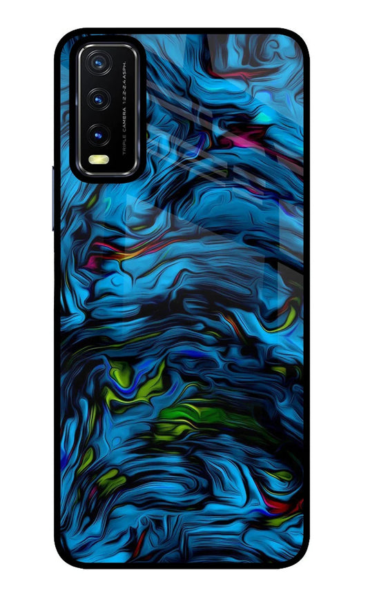 Dark Blue Abstract Vivo Y20/Y20i Glass Case