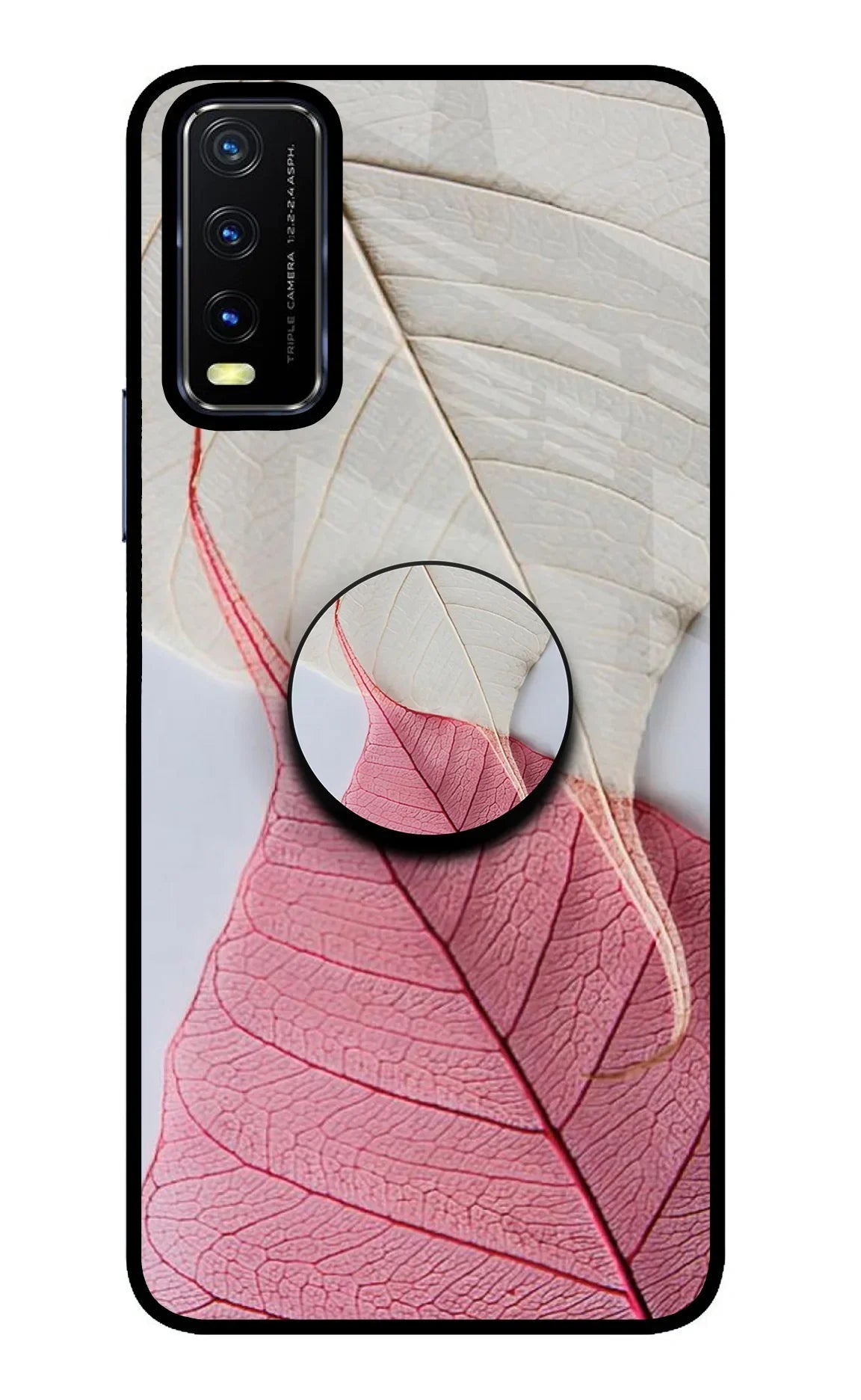 White Pink Leaf Vivo Y20/Y20i Pop Case