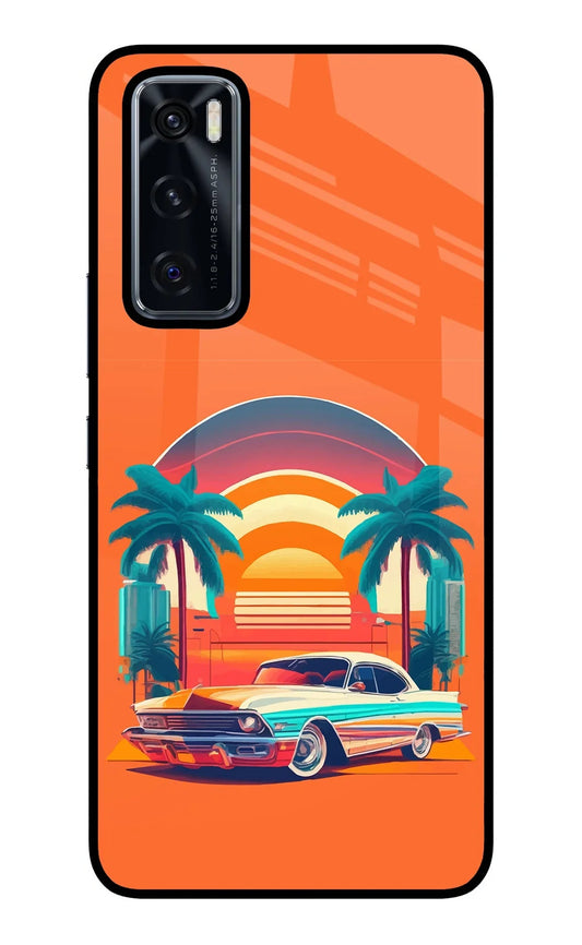 Palm Drive 80s Vivo V20 SE Glass Case