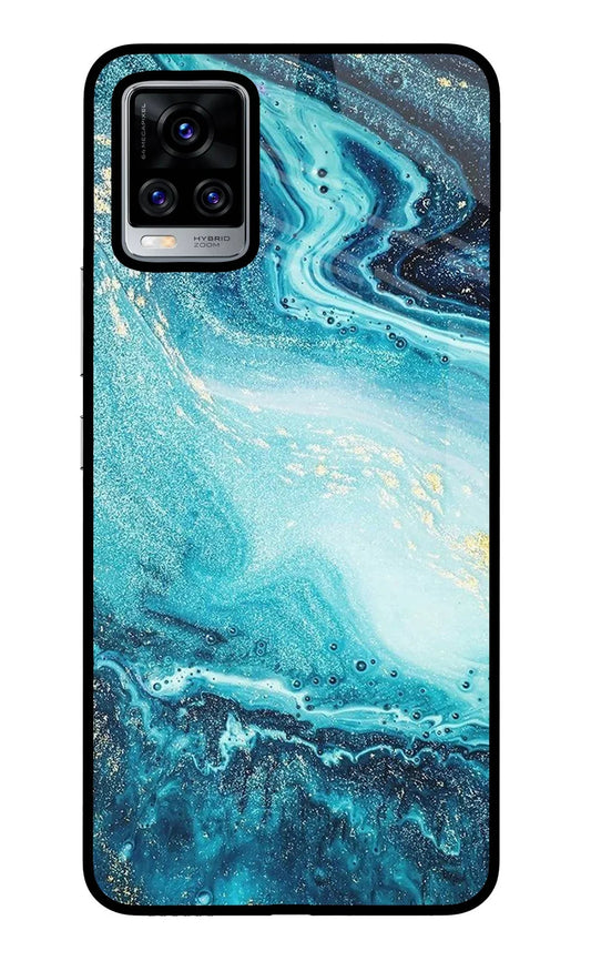 Blue Glitter Marble Vivo V20 Pro Glass Case