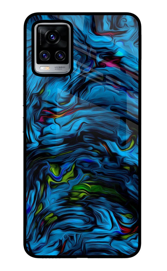 Dark Blue Abstract Vivo V20 Pro Glass Case