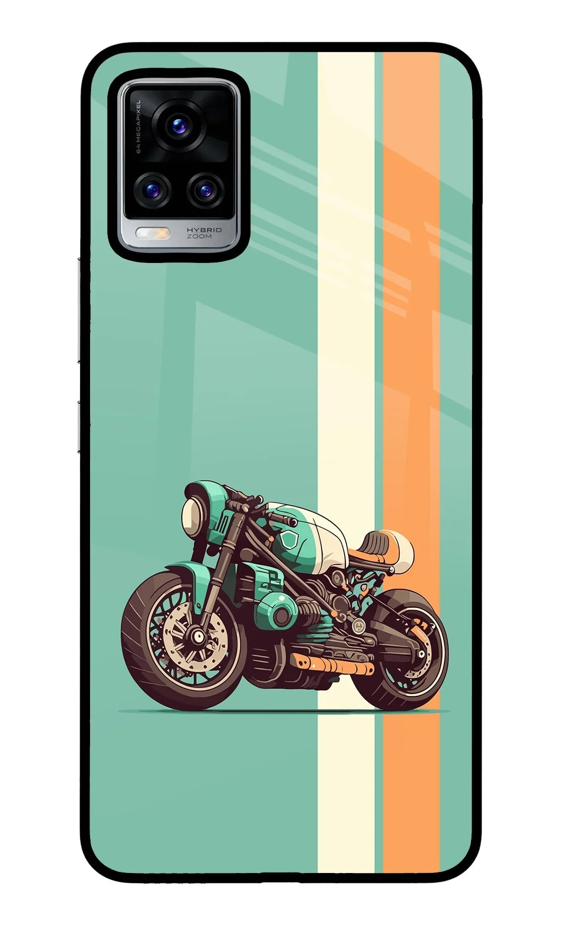 Striped Moto Drift Vivo V20 Pro Glass Case