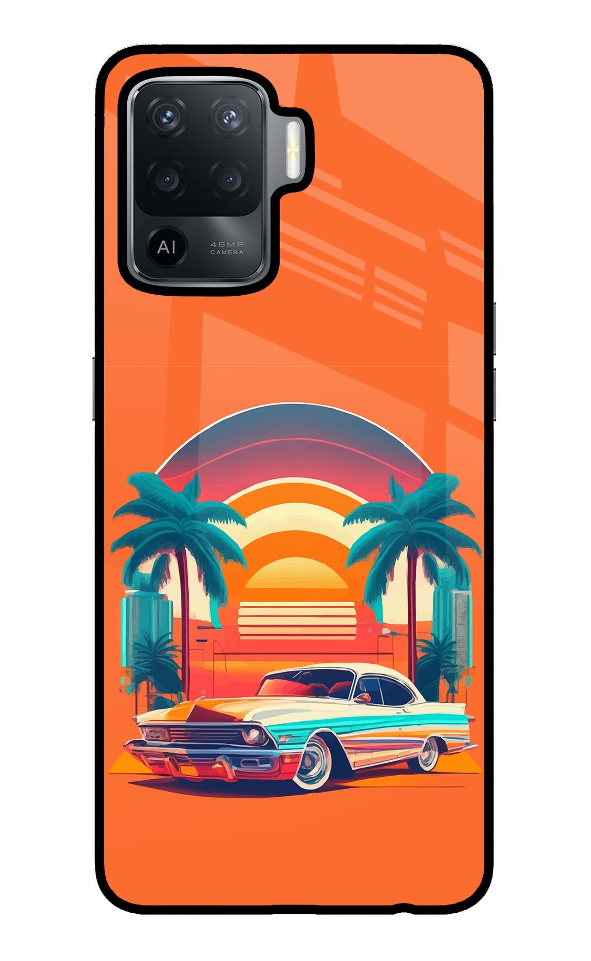 Palm Drive 80s Oppo F19 Pro Glass Case