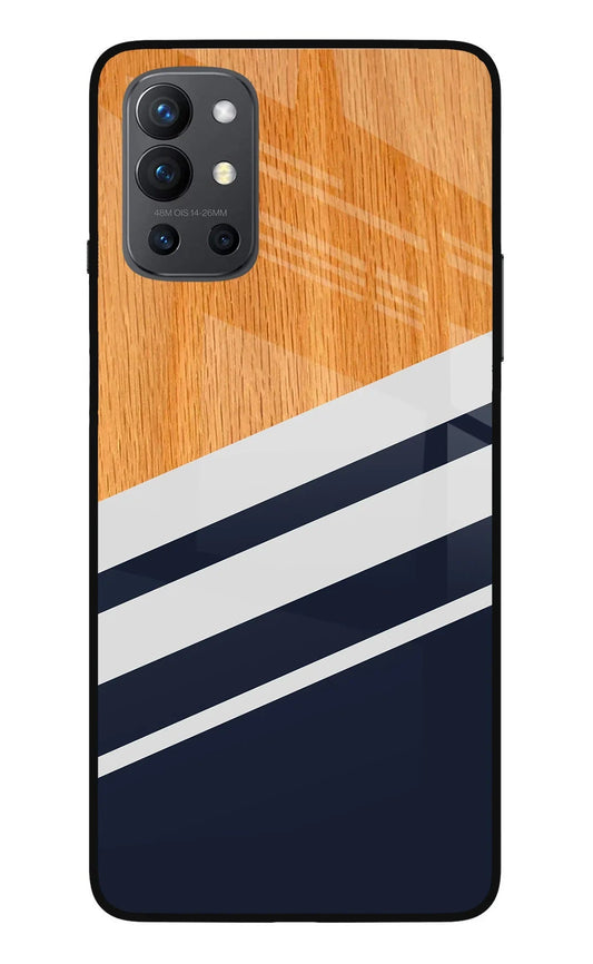 Blue and white wooden Oneplus 9R Back Cover
