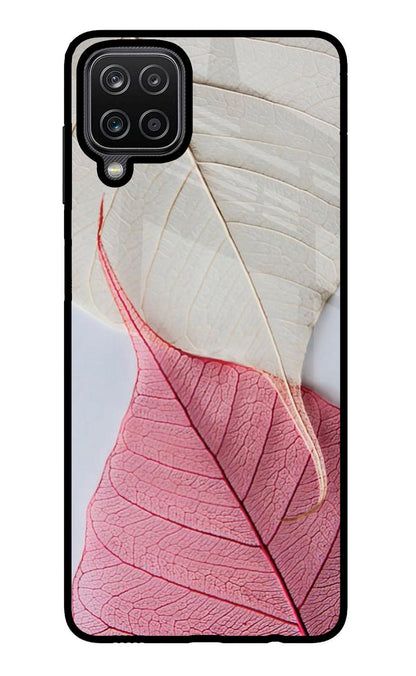 White Pink Leaf Samsung M12/F12 Back Cover