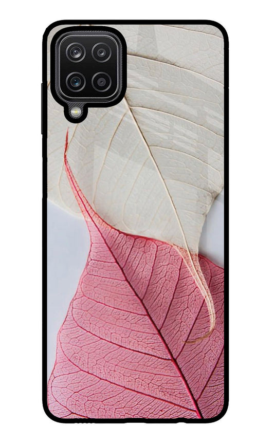 White Pink Leaf Samsung M12/F12 Back Cover