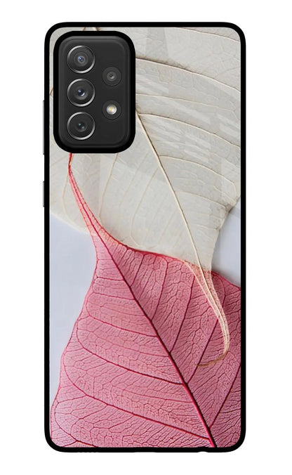 White Pink Leaf Samsung A72 Back Cover