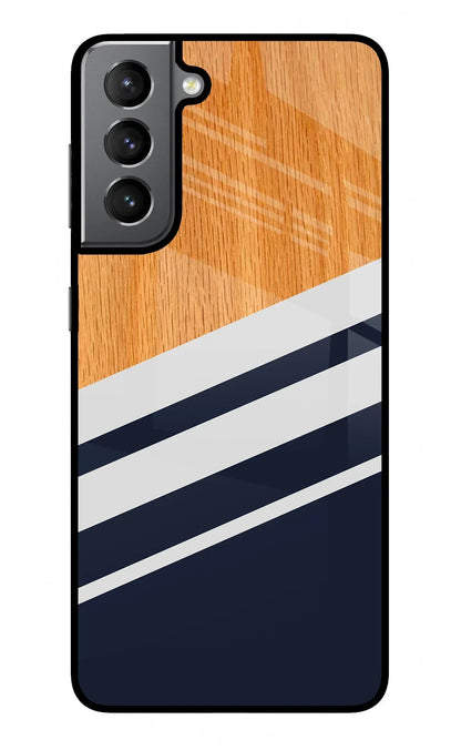 Blue and white wooden Samsung S21 Back Cover