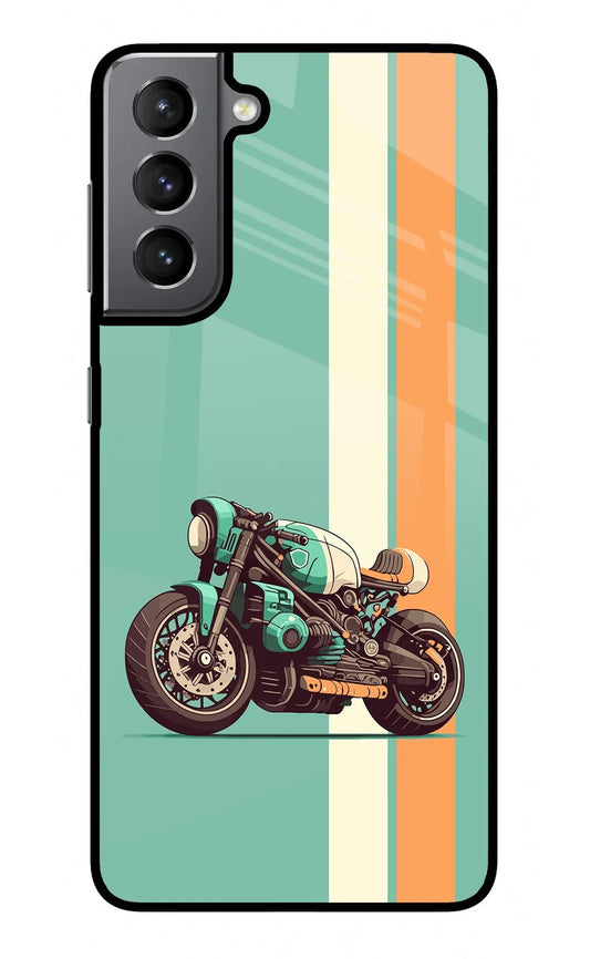 Striped Moto Drift Samsung S21 Plus Glass Case