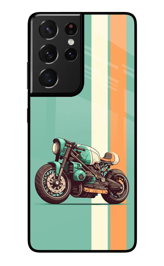 Striped Moto Drift Samsung S21 Ultra Glass Case