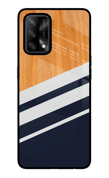 Blue and white wooden Oppo F19/F19s Back Cover