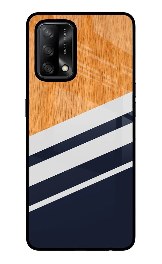Blue and white wooden Oppo F19/F19s Back Cover